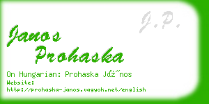 janos prohaska business card